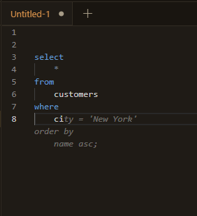 Snout Complete suggesting a full multi-line, formatted query in the user preferred style
